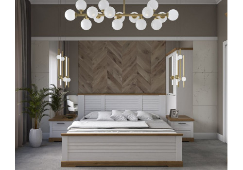 Кровать 1800, Кантри (2080*2095*1008) Сосна Андерсен, Орех Риббек натуральный, 11505