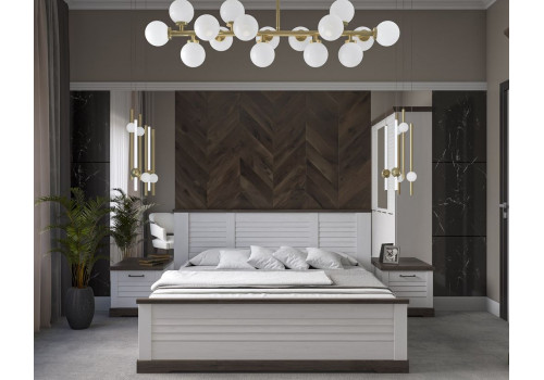 Кровать 1800, Кантри (2080*2095*1008) Сосна Андрерсен/Орех Риббек темный, 11405