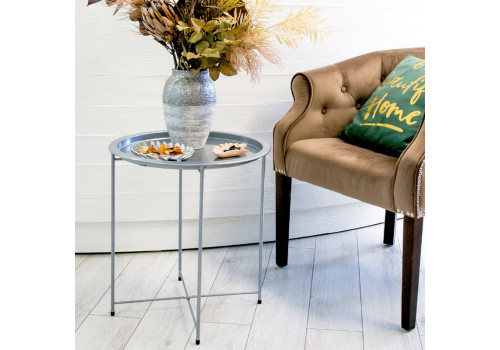 Столик складной  металлический  (470*470*505) Серебряный, Org-13