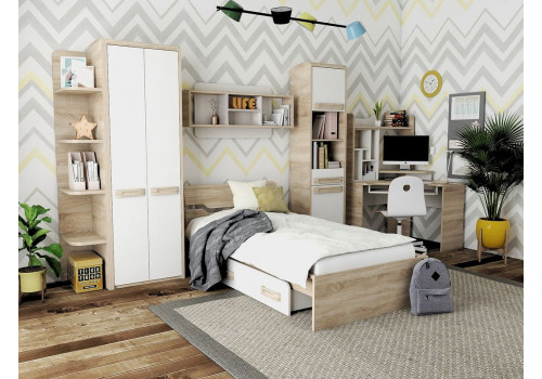 Кровать 900 с ящиком, Чемпион (1074*2103*790) Бардолино/Вудлайн, 40108