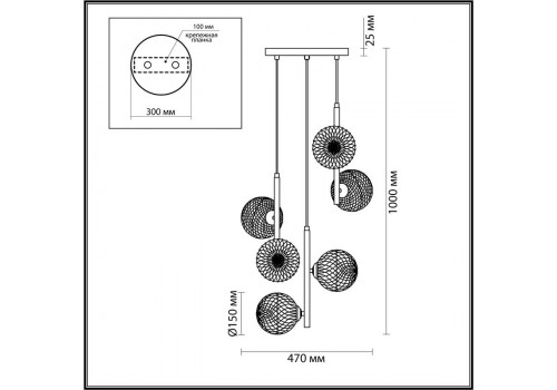 Люстра MODERNI LN23 060 GENEVA  (470*1000) Золотой, 5292/6