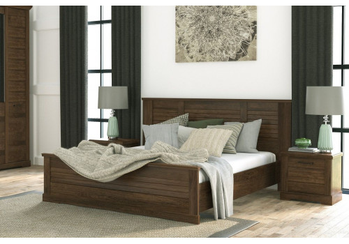 Кровать 1800, Кантри (2080*2095*1008) Орех Риббек темный, 11305