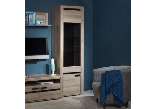 Шкаф Б-2 со стеклом, Бруна (650*384*2102) Ясень Таормино, 30702