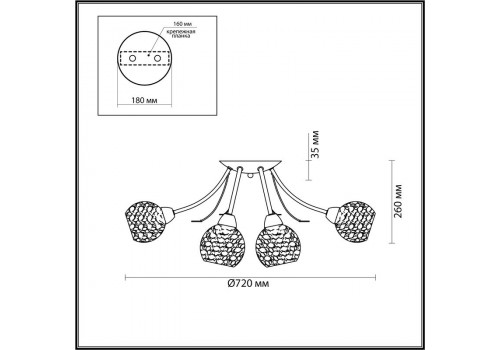 Люстра COMFI LN23 194 TULA  античная латунь (720*260) Золото,Белый, 5266/8C