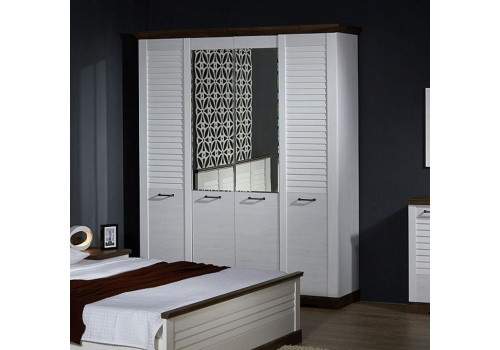 Шкаф 4-х дверный, Кантри (1860*558*2300) Сосна Андрерсен/Орех Риббек темный, 11408