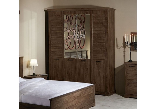 Шкаф 4-х дверный, Кантри (1860*558*2300) Орех Риббек темный, 11308