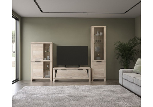 Пенал низкий со стеклом, Юта (802*373*1476) Дуб Мария, 31707