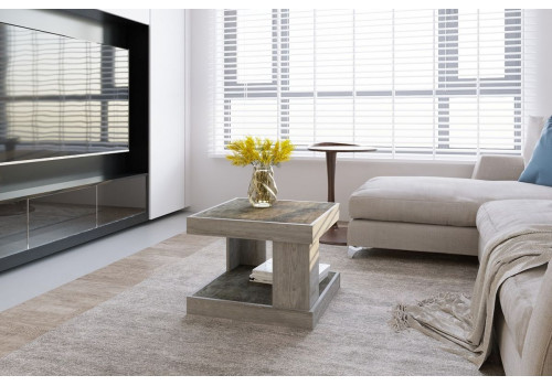 Стол журнальный, Лайт (602*602*450) Риббек серый, 60602