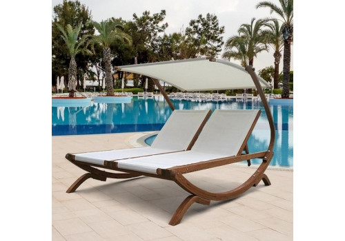 Шезлонг-лежак из сибирской лиственницы AFM-510 White