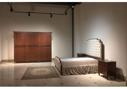 Кровать Ханна MK-6825-DNS двуспальная (цвет патины: серебро) Темный орех