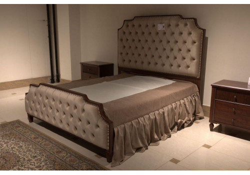 Кровать Ханна MK-6825-DNS двуспальная (цвет патины: серебро) Темный орех