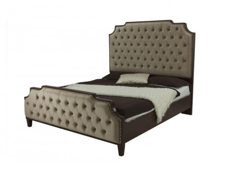 Кровать Ханна MK-6825-DNS двуспальная (цвет патины: серебро) Темный орех