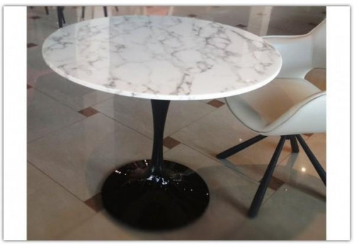 Стол обеденный DRT-244 MK-6929-WM круглый 100х100х75 см Черный/Белый мрамор