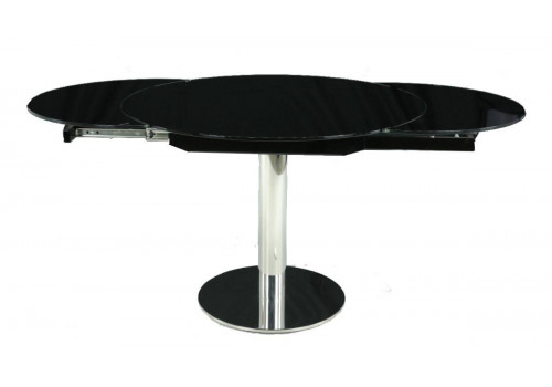 Стол MC-6225DT-S MK-7522-BL трансформер стеклянный круглый Черный