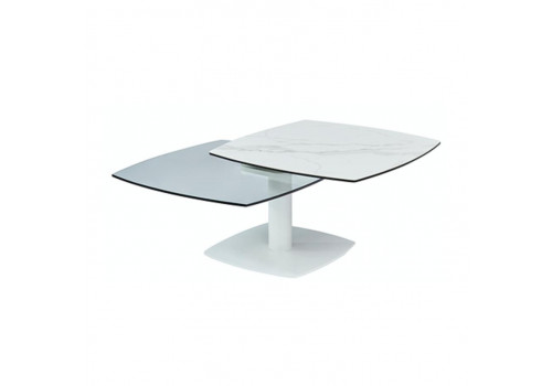 Столик журнальный MC-1440CT MK-7526-WT трансформер стеклянный керамический Белый