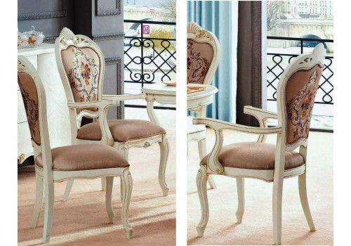 Стул Maris MK-5415-BO с подлокотниками (цвет патины: золото)Беленый дуб