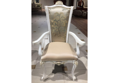 Стул Maris MK-5419-BO с подлокотниками (цвет патины: золото) Беленый дуб