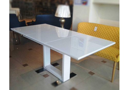 Стол Кадис MK-5518-WT обеденный раскладной 80х120(170)х76 см Белый глянец