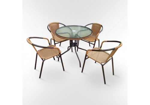 Комплект мебели Николь-1LB TLH-037С-TLH080RR-D80 Light Beige (4+1)