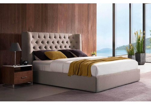 Кровать  MK-6600-CBF двуспальная с подъемным механизмом  182х203 см Холодный бежевый