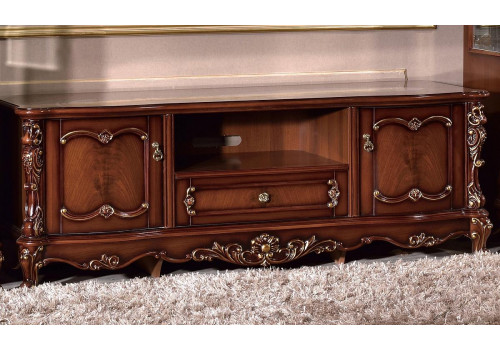 Тумба под ТВ Глория MK-2717-BG (цвет патины: золото) 169х50х60 см Темный орех