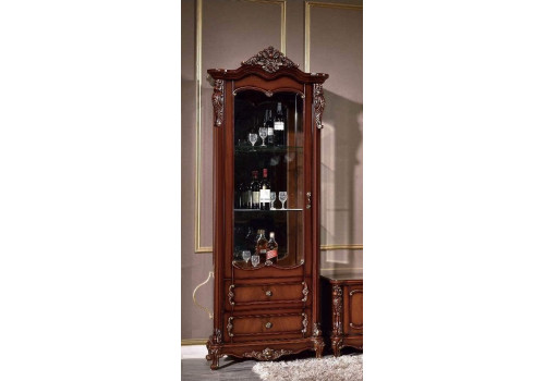 Витрина 1-дверная МК-2715-BG ЛЕВАЯ Глория Орех с золотом