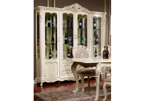 Витрина Глория MK-2720-WG 4-дверный (цвет патины: золото) 217х47х231 см Молочный