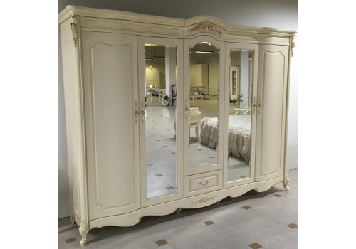 Шкаф 5-дверный  Милано  с 3-мя зеркалами Слоновая кость