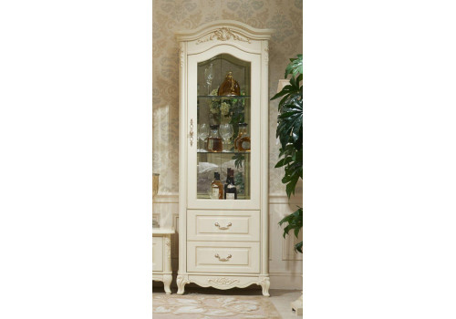 Витрина Милано 8803-В MK-1840L-IV 1-дверная левая (цвет патины: золото) Слоновая кость