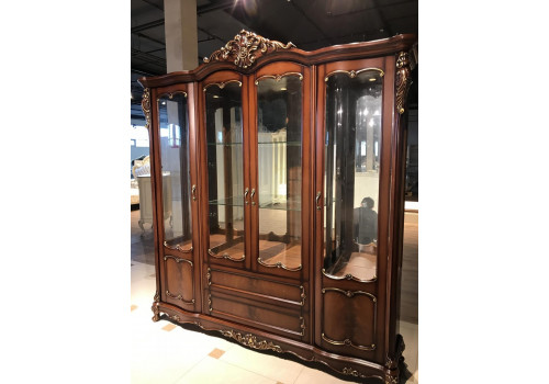 Витрина 4-х дверная Глория MK-2720-BG темный орех с золотом