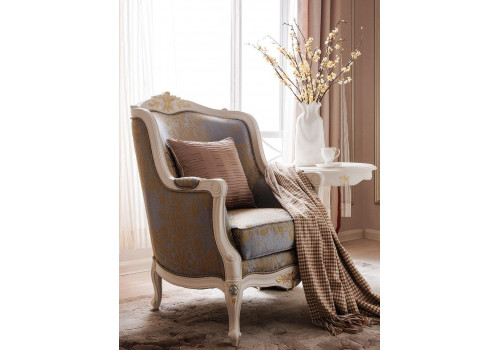MK-5100-WG. Кресло мягкое Шанталь(Shantal) Белый с золотом
