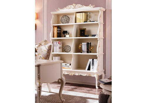 MK-5098-WG. Шкаф книжный Шанталь(Shantal) Белый с золотом