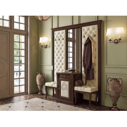 Вешалка с 6 крючками и зеркалом Б5.10-6 Орех/Бежевый