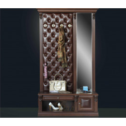 Вешалка с обувницей, 4 крючками и зеркалом Б5.11-9 Орех/Коричневый