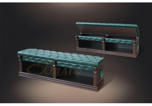 Банкетка-обувница с нишей Б5.2 Орех/Изумруд (к модулю Б5.10-3)