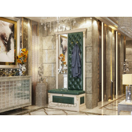 Вешалка с обувницей и зеркалом Б5.8-4 Карамель/Изумруд