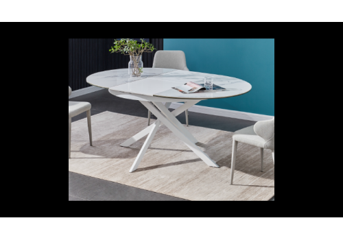 Стол  MK-7510-WT обеденный керамический, Белый мрамор