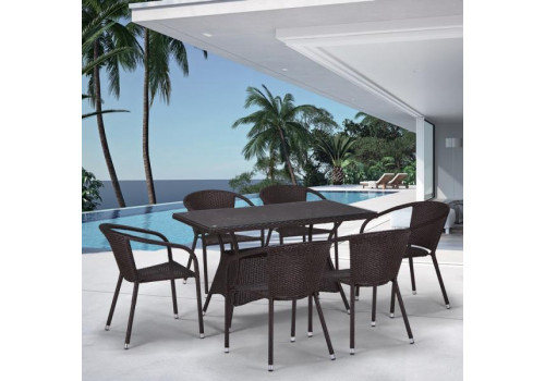 Комплект плетеной мебели T198D/Y137C-W53 Brown 6Pcs