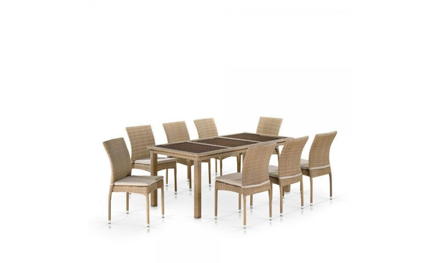 Комплект плетеной мебели T365/Y380B-W65 Light Brown (8+1)