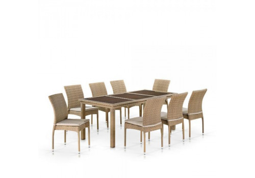 Комплект плетеной мебели T365/Y380B-W65 Light Brown (8+1)