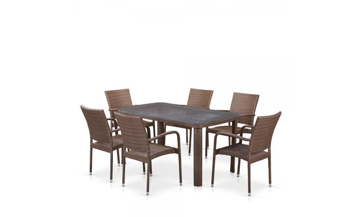 Комплект плетеной мебели T51A/Y376-W773-150x85 6Pcs Brown