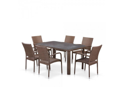 Комплект плетеной мебели T51A/Y376-W773-150x85 6Pcs Brown