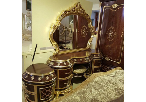 СТОЛ ТУАЛЕТНЫЙ С ЗЕРКАЛОМ  ВЕРСАЛЬ VERSAL 743 ОРЕХ-ЗОЛОТО