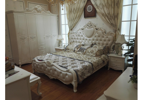 Комплект для спальни ВИКТОРИЯ, кровать1,8 кожа,слоновая кость