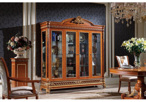 Витрина 4-х дверная, Монарх, орех