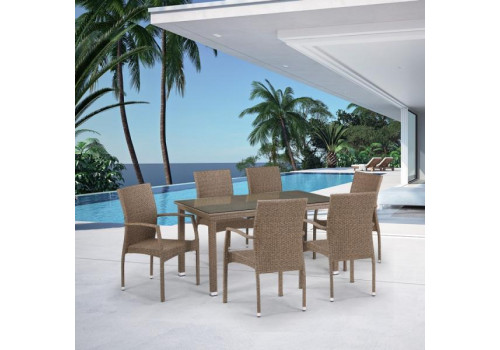 Комплект плетеной мебели T256B/Y379B-W56 Light Brown 6Pcs