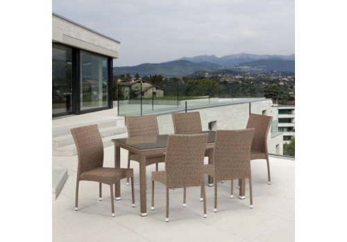 Комплект плетеной мебели T256B/Y380B-W56 Light Brown 6Pcs
