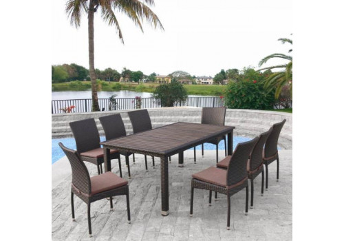 Комплект плетеной мебели T347/Y380A-W53 Brown (8+1)