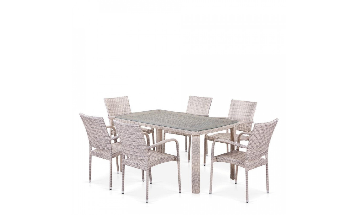 Комплект плетеной мебели T51A/Y376-W85-150x85 6Pcs Latte
