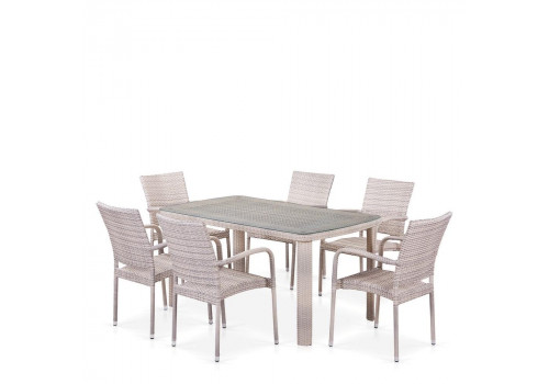Комплект плетеной мебели T51A/Y376-W85-150x85 6Pcs Latte